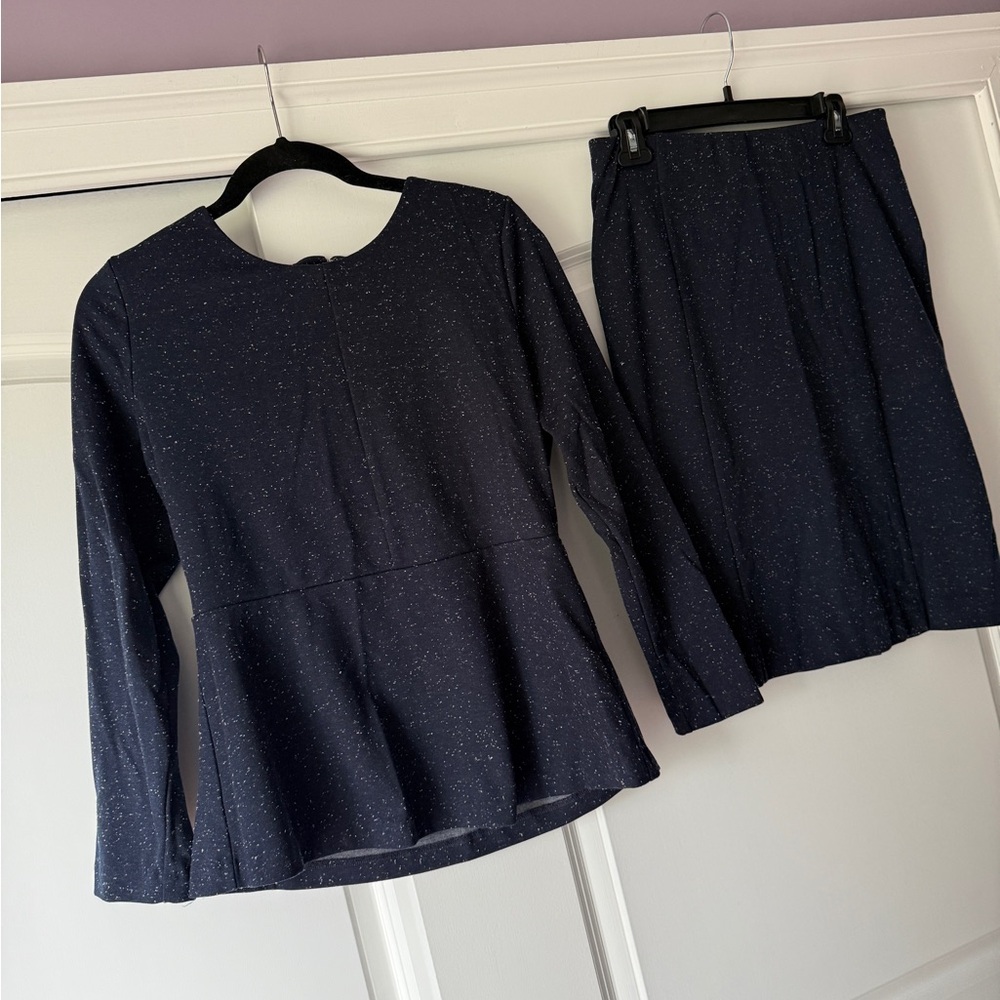 Ann Taylor - Navy Speckled Top and Skirt Set
